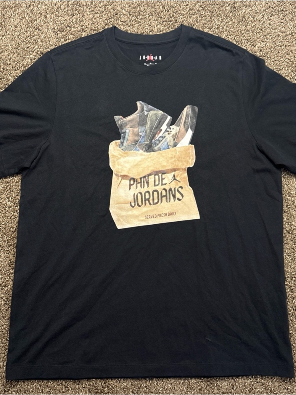 Jordan Black Tee with Tan Paper Bag and Sneaker Print Philippines Exclusive